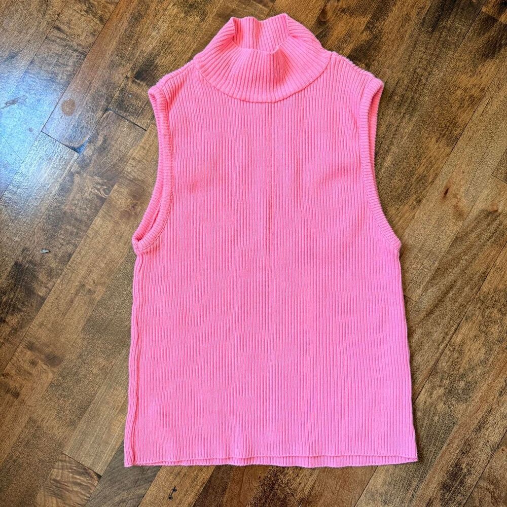 Size Small Jay Jacobs Women's Pink Ribbed Turtleneck Tank Top